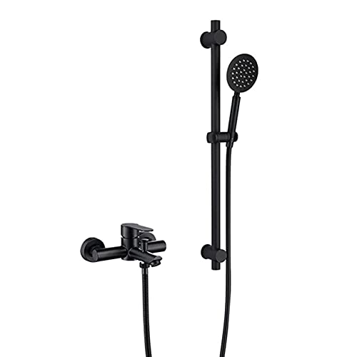 Robinet de douche noir en acier inoxydable avec mitigeur et barre coulissante