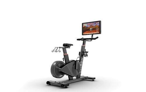 Image of Aviron Fit Bike S with 22 inch HD Touchscreen. Access to Game-Based Workouts, Streaming, and Classes. 1500W Electromagnetic Resistance, Freewheel, Compact Design, Black
