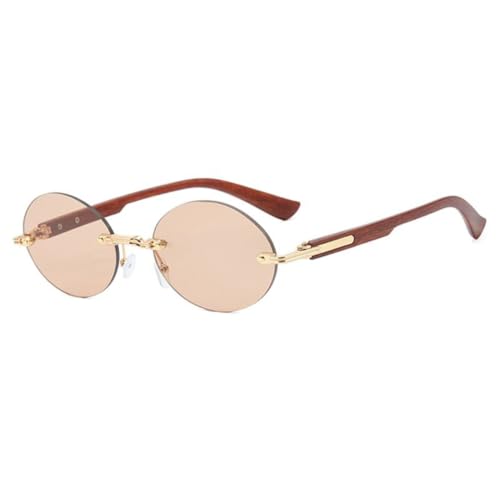 Lunettes de soleil ovales femme tendance sans cadre et élégantes
