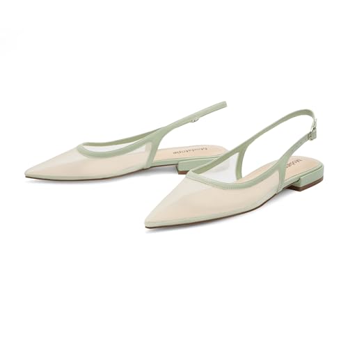 Image of Modatope Slingback Flats for Women Pointed Toe Ballet Flats Classic Low Heel Sandals Dress Shoes
