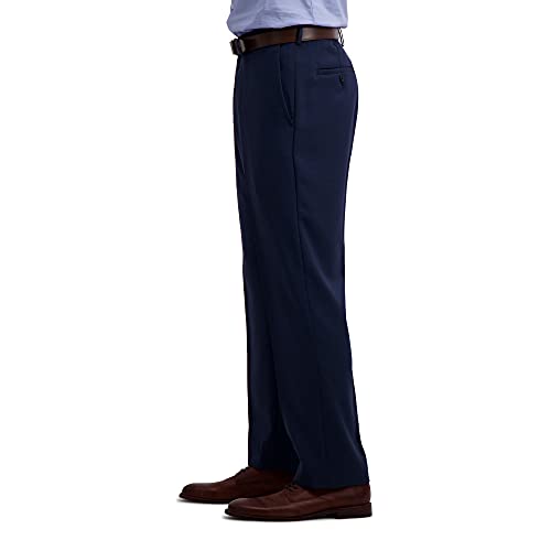 Haggar Men's Solid Gabardine Superflex Waist Flat Front Pants for Business Casual Wear Comfortable Fit