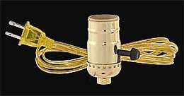 B&P Lamp® Complete Brass Turn Knob Socket W/8 Ft. Brown Cord