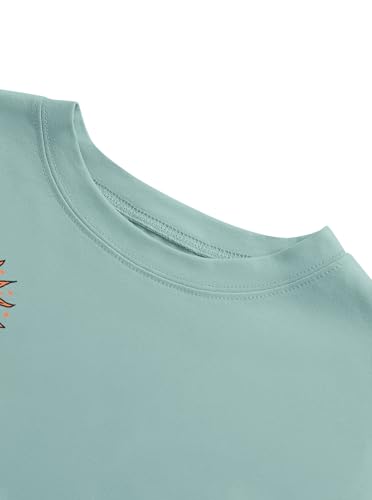 Image of Remidoo Women's Casual Short Sleeve Graphic Oversized T Shirt Loose Letter Print Tee Top Blouse Green Medium