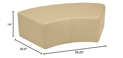 Image of Sprogs 12 inch H Structured S-Curve Stool -Flexible Modular Collaborative Soft Seating for Office, Home, Lounge and School Classrooms with Durable Frame & Set of 2 inch Legs Add-on - Sand