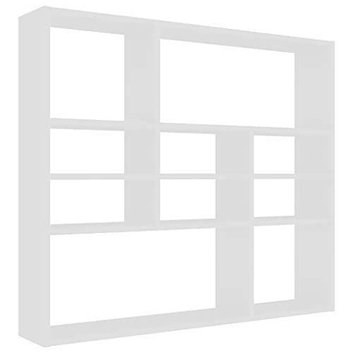 Ksodgun Scaffale da Parete Rettangolare, Libreria combinata per scaffali per contenitori Decorativi, 10 vani a Giorno, 90x16x78 cm, Bianca