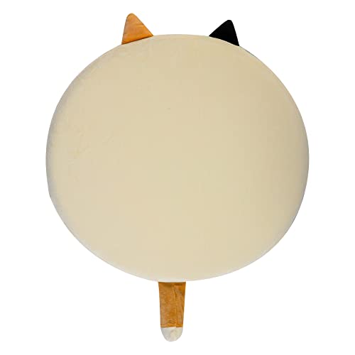 FakeFace Niedliche Katzte Sitzkissen für Kinder Erwachsene Komfort Tatami-Stuhlkissen Rund Weiches Sessel Sitzpolster Plüschkissen Bodenkissen Sitzauflage für Schule Büro Home (Elastan, Weiß)