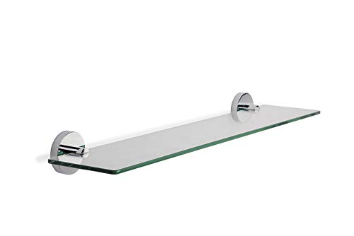 Croydex Flexi-Fix Britannia Durable Brass and Stainless Steel Construction Glass Shelf, Silver