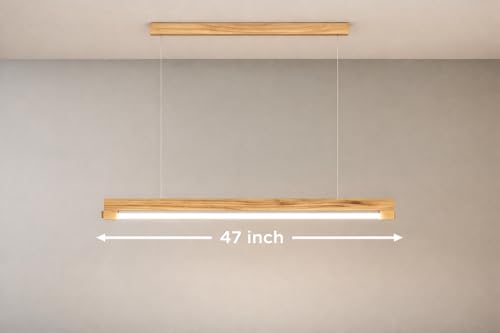 Image of Artica Pine Wood Ceiling Lamp with LED Tube Light - Modern Wooden Ceiling Light Fixture for Home, Office & Kitchen Decor Warm White 20w