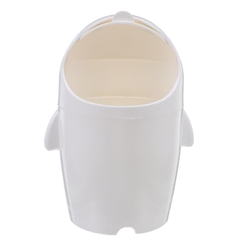 NUOBESTY Mini Papelera de Plástico para Escritorio Tapa Abatible en Forma de Pingüino, Blanca, Adecuado para Oficina y Dormitorio Infantil