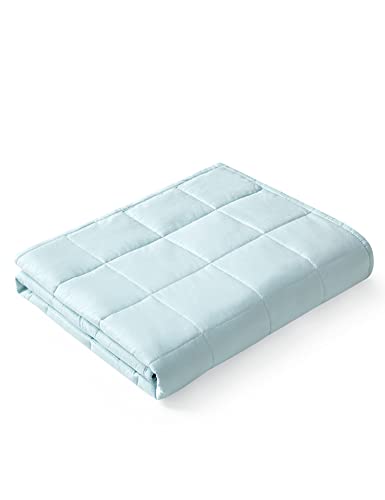 YnM Weighted Blanket,Heavy 100% Oeko-Tex Certified Cotton Material with Premium Glass Beads (Light Blue, 48''x72'' 12lbs), Suit for One Person(~110lb) Use on Twin/Full Bed