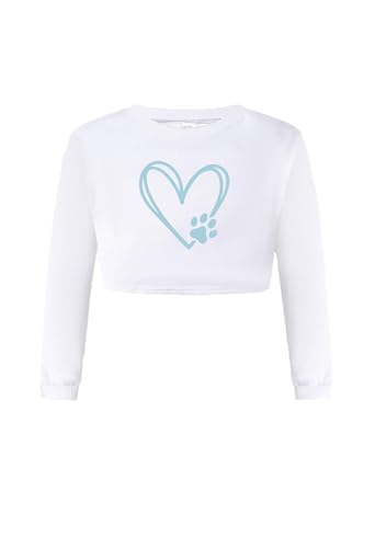 Image of SANGTREE Cute Clothes for Teen Girls, Long Sleeve Crop Tops Tee Shirts + Sky Blue Cargo Jogger Pants with Multi Pockets Elastic Waist,4-5T = Tag 120