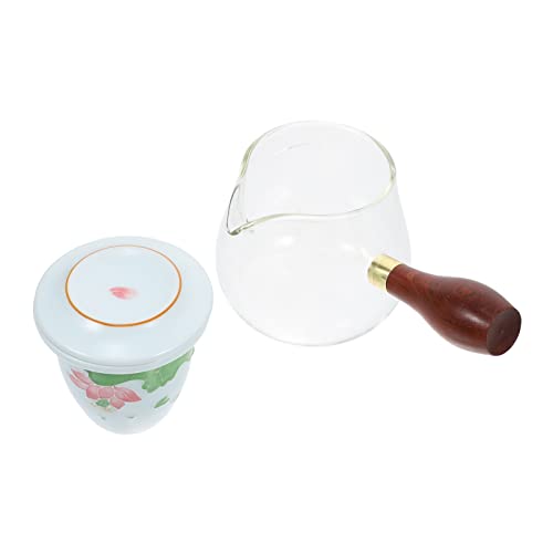 Angoily Tetera de Cristal con Filtro de Línea Tetera de Vidrio con Mango de Madera Mercancías del Té Mini- Oficina para… - Imagen 6