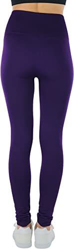 Tobeinstyle Women's Fleece Leggings With Extra Wide Band - D Purple - One Size #TOP1