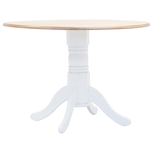 Mesa de comedor redonda en madera maciza de caucho y tablero chapado con acabado premium 2