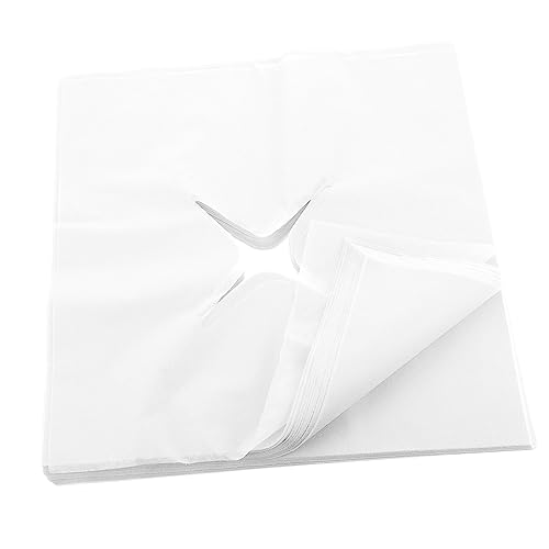 PACKOVE 100個 使い捨て加厚フェイスホールピローマット 非織 素材 マッサージ用枕カバー 人間工学設計で快適な美容院 エステ用