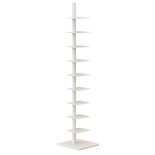9-Tier Metal Spine Bookshelf – Slim Corner Ladder Shelf, Space-Saving Bookcase &amp; Versatile Storage Rack for Home Office, Stylish Vertical Book Tower for Small Spaces