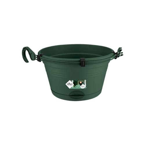 elho Green Basics Hanging Basket 28 - Flower Pot for Balcony & Outdoor - Ø 37.0 x H 16.5 cm - Green/Leaf Green