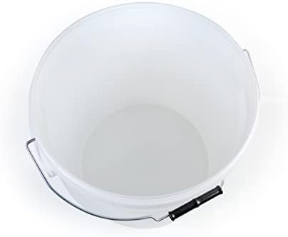 25L Heavy Duty Plastic Bucket with Roll Bar Metal Handle  ¦ Great as Fermentation Bucket, Feed, Chemicals, Hydroponics & Multi-use Bucket White