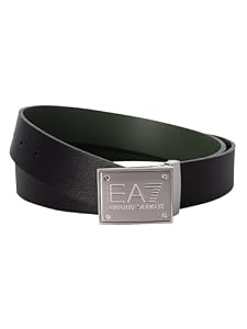 EA7 Emporio Armani Cintura Uomo Reversibile, fibbia con logo, Nero/Verde, One Size