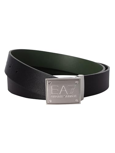 EA7 Herren Gürtel mit Logo-Schnalle, Schwarz, One Size