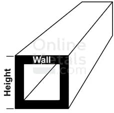 A500/A513 Carbon Steel Square Tubing, Hot Rolled, ASTM A-36, 1" Height, 0.065" Wall, 12" Length, OnlineMetals