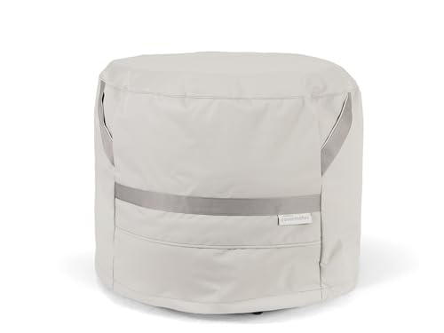 Covermates Round Firepit Cover - Premium Polyester, Weather Resistant, Drawcord Hem, Fire Pit Covers, Round 48DIAMETER x 25H, Stone