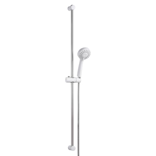 OFFO Colonne de Douche sans Mitigeur Barre Douche en Acier Inoxydable de 100 cm avec Tuyau de 1.6 m Douchette à Main (3 Modes 100 mm) et Support Ensemble de...
