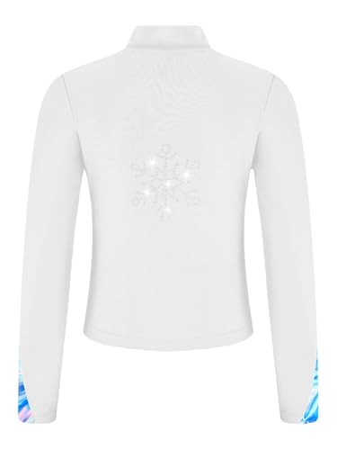 Kids Girls Figure Ice Skating Jacket Zipper Long Sleeve Sparkly Rhinestone Coat Gymnastic Athletic Sport Top2