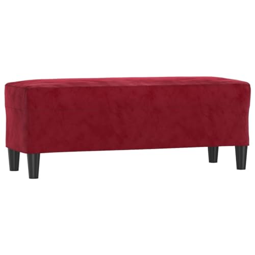 vidaXL Banco Asiento Otomana Tapizado Patas Salón Sala de Estar Pasillo Entrada Recibidor Dormitorio Casa Interior de Terciopelo Rojo Tinto