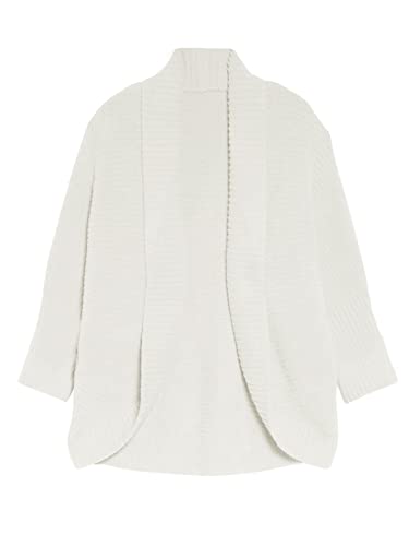 Fisace Girls Open Front Sweater Jackets Kids Soft Chunky Knit Long Sleeve Casual Cardigans Outwears White #TOP1