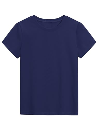 Image of KEREDA Girls Shirts Short Sleeve Soft Cotton T-Shirts Plain Tops for Kids