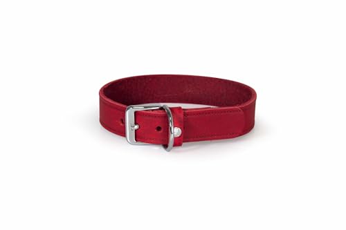 ドイツ製 高級本革首輪 Das Lederband レダーバンド 「WEINHEIM(ワインハイム)」 犬 首輪 大型犬 レザー 本革 ペット用品 柔らかくて丈夫 有害化学物質不使用 (Red/レッド, XL(幅40 mm / 長さ62 cm )首周り51