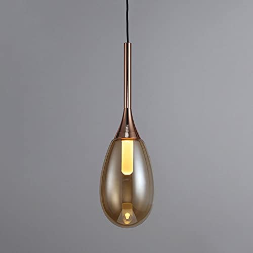 Lámpara de techo LED de cristal ámbar NAMFHZW con acabado de metal
