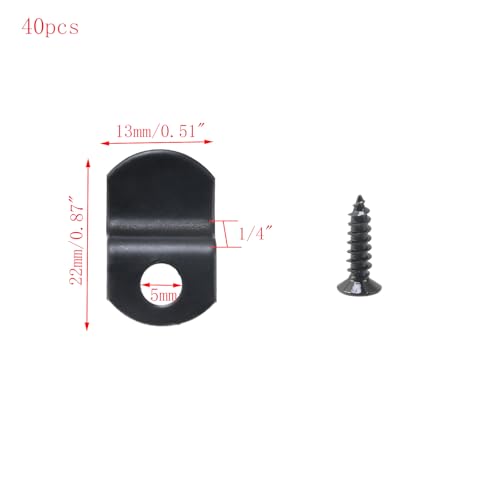 Image of 40pcs 1 /4 inch Depth Flat Offset Canvas Clips Black Metal Photo Frame Clips with Screws Z Shape Mirror Clamps Heavy Duty Offset Mirror Clips for Picture Framing