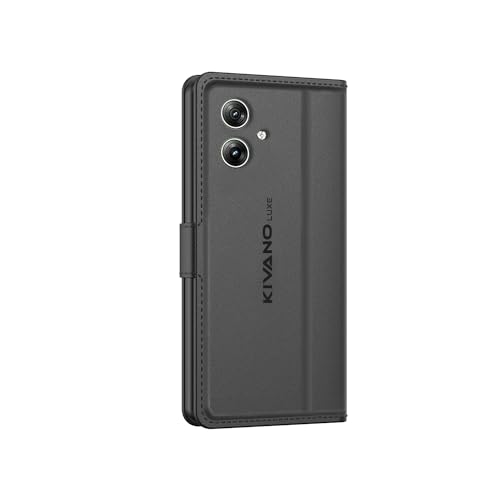 Image of KIVANO LUXE Compatible for Motorola G54 5G / Motorola G64 5G Luxury Handmade Leather Magnetic Flip Folio Case | Card Holder & Kickstand | Slim Protective Cover | Unisex - Black