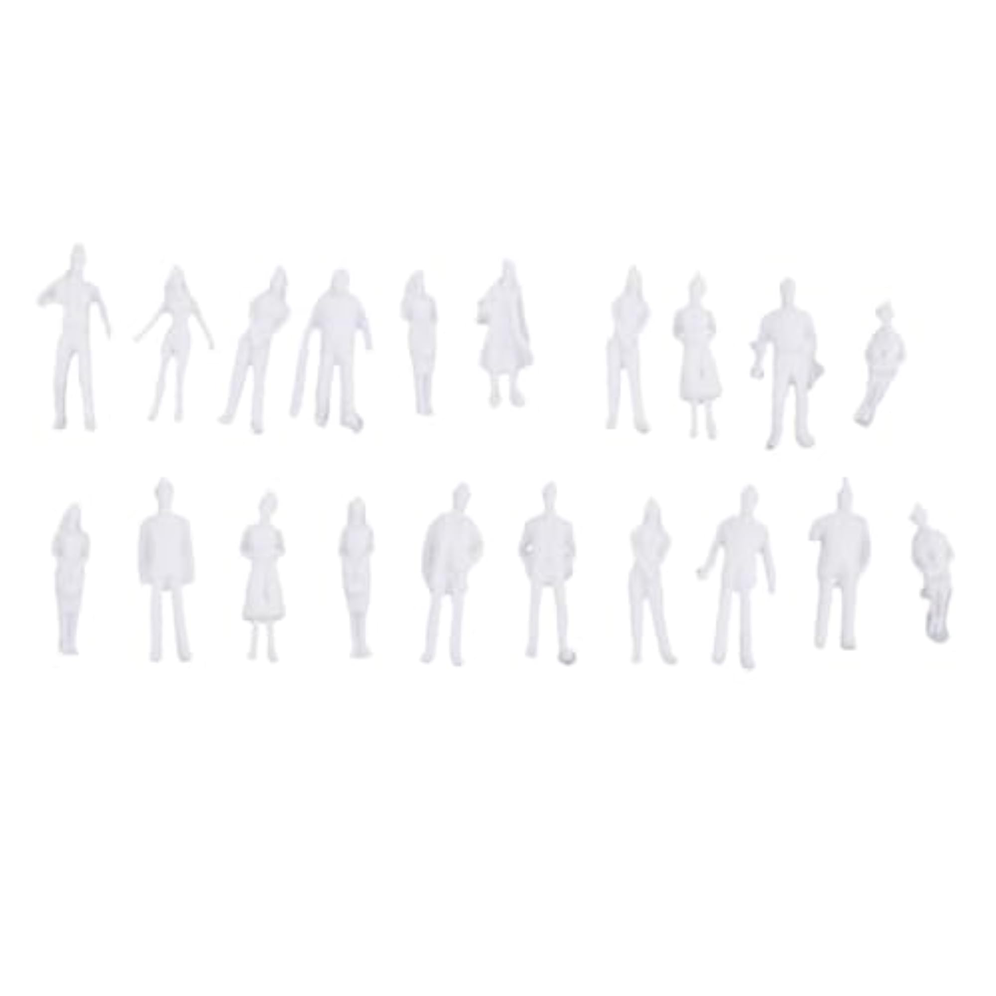 20Pcs 1/100 HO Scale Unpainted Model People Figures