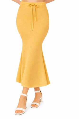 Image of Women's Seamless Cotton-Blend Saree Shapewear Petticoat - High-Waist Underskirt (S-XXL) - Fish-Cut, Breathable & Stretchable for Daily, Party