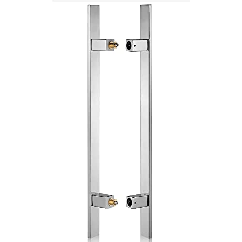 TOGU TG-6018 24 inches Solid Standoffs Heavy-Duty Commercial Grade-304 Stainless Steel Push Pull Door Handle/Barn Door Pull Handle/Glass Pulls, Mirror Polished Chrome Finish