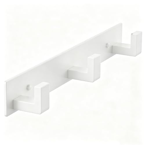 Image of PMMASTO Stainless Steel Coat Rack Wall Mounted, Heavy Duty Metal Hook Rail for Hanging Coats Hats Towels Robes Bags, Modern Wall Hooks Organizer (White, 3 inchL Hooks, 1 Pack)