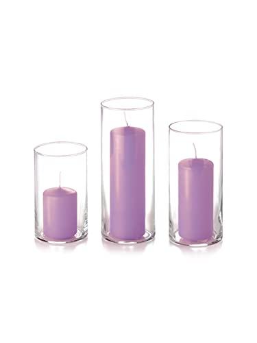 yummi Set of 12 Slim Pillars and Cylinder Vases - Violet