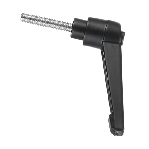 Image of uxcell Adjustable Clamping Lever Handle M5 x 25mm Metric 304 Stainless Steel Male Threaded Stud Hand Knobs Push Button Ratchet Rotating Screw Handles Bolts with Locking Lever Black