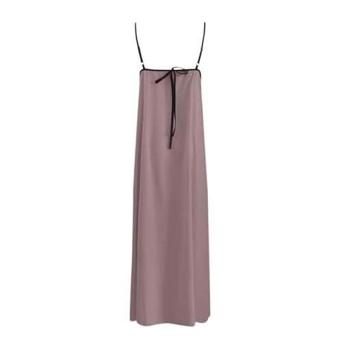 Image of Linen Maxi Dress for Women Spaghetti Strap Backless Summer Beach Sundress Flowly Sleeveless Comfy Long Dresses