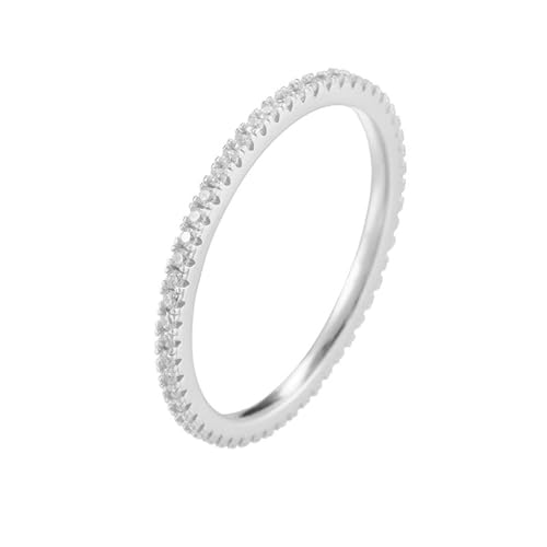Anillos boho de compromiso eternidad con moissanita, oro blanco de 14 quilates, talla 49 (15,6)