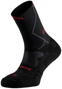 Lurbel Tundra Pro, Calze In Lana Per Trail Running, Anti-vesciche E Compressive, Unisex (L - 42/44), Nero/rosso