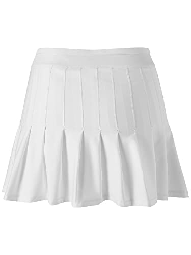 Lucky In Love Long Retro Pleated Skirt (White, Large) #TOP1