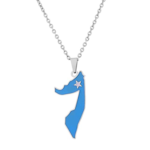ALTCIRNMD Contour Somalie Carte Collier Somalie Symbole Pendentif Carte Somalie Armoiries Cadeau Patriotique Somalie Souvenir Bijoux Patriotiques pour Homme Femmes, Blanc, 50Cm