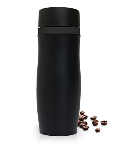 #teamludorf CREMA EXTENSA Schwarz Weiß Titan Edelstahl Thermobecher Isolierbecher (Schwarz-Schwarz) Cover