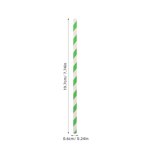 100 pitillos de papel verde con rayas biodegradables miniatura 2