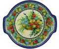 Polmedia Polish Pottery Platter 13-inch UNIKAT - Tulip Splendor Pattern Handmade in Boleslawiec Poland by Ceramika Artystyczna + Certificate of Authenticity