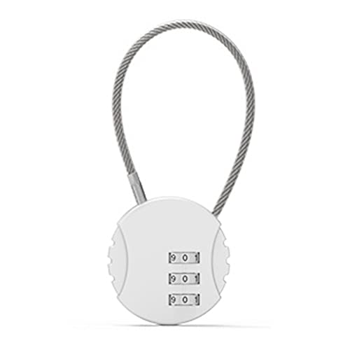Guojiang 3 Digit Combination Padlock Zinc Alloy Security Cable Lock Portable Password Lock for Backpacks Gym School Lockers Cable Padlock Small Set Your Own Combination, Silver